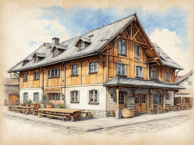 Auf dem Bild ist ein traditionelles, rustikales Gebäude zu sehen, das vermutet als Gasthaus oder Herberge dient. Es hat eine charakteristische Fachwerkarchitektur mit Obergeschossen aus Holz und einem Steinfuß. Die einladende Terrasse mit Bänken deutet darauf hin, dass es ein Ort der Geselligkeit ist.In der Geschichte von St. Andreasberg, einem alten Erzgebirgenort, spielte das Gastgewerbe eine wichtige Rolle für die Bergleute und Reisenden, die in der Region unterwegs waren. Solche Häuser waren oft Treffpunkte für die Menschen, die Geschichten auszutauschen und die Erlebnisse des Bergbaus zu teilen. Möglicherweise wurde in einem ähnlichen Gasthaus der Zusammenhalt und die Gemeinschaft der Bergleute gefestigt, während sie nach einem langen Arbeitstag Ruhe suchten.