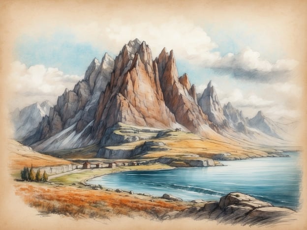 Auf dem Bild ist eine malerische Landschaft mit hohen Bergen und einem ruhigen Gewässer zu sehen. Diese Art von Landschaft könnte man mit den Gebirgen Nordmazedoniens in Verbindung bringen, wo beeindruckende Gebirgszüge wie das Shar-Gebirge oder das Baba-Gebirge zu finden sind.Die Geschichte Nordmazedoniens ist geprägt von seiner vielfältigen Kultur und seiner Natur, die in vielen Legenden und historischen Erzählungen eine zentrale Rolle spielt. Die Gebirgslandschaften sind nicht nur schön, sondern auch bedeutend für die regionale Identität und das Erbe des Landes. So wie die Berge im Bild majestätisch und stark wirken, symbolisieren sie die Widerstandsfähigkeit und das reiche Erbe der Mazedonier.