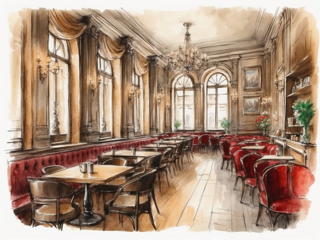 Auf dem Bild ist ein elegantes Kaffeehaus zu sehen, das typisch für die Wiener Gesellschaft ist. Die Inneneinrichtung spiegelt den Charme und die Atmosphäre wider, die diese Räume auszeichnen.Die Kaffeehäuser in Wien sind nicht nur Orte, um Kaffee zu genießen, sondern auch wichtig für das soziale Leben. Sie dienen als Treffpunkte für Künstler, Intellektuelle und Bürger, um Ideen auszutauschen, sich zu unterhalten oder einfach zu entspannen. Oft sind sie die Kulisse für tiefgründige Gespräche oder kreative Diskussionen.Die Kombination aus gemütlichem Ambiente, anspruchsvoller Einrichtung und der Möglichkeit, für längere Zeit zu verweilen, macht die Kaffeehäuser zu einem zentralen Bestandteil der Wiener Kultur und Gesellschaft.