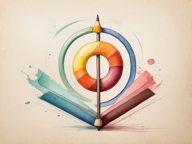 Auf dem Bild ist eine künstlerische Illustration zu sehen, die einen Buntstift zeigt, der durch einen Rettungsring gehalten wird. Umgeben von verschiedenen Farbstrichen, vermittelt das Bild eine kreative und harmonische Stimmung.In Bezug auf das Konzept von "Lagom", das aus dem Schwedischen stammt und für die Idee von Ausgewogenheit und Maß steht, könnte man sagen, dass das Bild das Streben nach einem harmonischen Gleichgewicht zwischen Kreativität und Sicherheit symbolisiert. Es erklärt, wie wichtig es ist, in der Kunst und im Leben insgesamt ein gesundes Maß an allem zu finden.