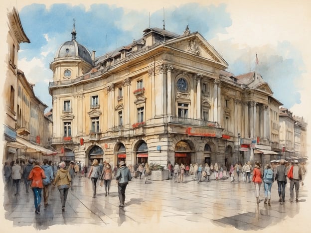 Auf dem Bild ist eine belebte Stadtansicht zu sehen, die einen Platz mit beeindruckender Architektur zeigt. Die Gebäude, die darauf zu sehen sind, besitzen sowohl historische als auch moderne Elemente, die die kulturelle Vielfalt einer Stadt wie Zürich oder Genf widerspiegeln könnten.Zürich, bekannt für seine hochmoderne Finanzarchitektur und historische Altstadt, sowie Genf, die internationale Stadt mit einer multikulturellen Bevölkerung, vereinen verschiedene Stile und Einflüsse. Die enge Anordnung der Menschen deutet auf ein reges Stadtleben hin, das typisch für diese Städte ist, wo Menschen aus verschiedenen Kulturen zusammenkommen und die urbanen Räume beleben.Diese Vielfalt zeigt sich nicht nur in der Architektur, sondern auch in der Art und Weise, wie die Menschen interagieren und die Stadt erleben, was beide Städte zu einzigartigen Orten macht.