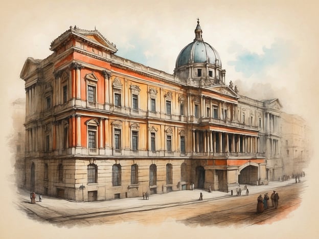 Auf dem Bild ist ein historisches Gebäude zu sehen, das durch seine beeindruckende Architektur mit Säulen und einer Kuppel auffällt. Solche Bauwerke sind oft in Städten mit reicher Geschichte zu finden, einschließlich Serbien, das viele kulturelle Einflüsse im Laufe der Jahrhunderte erfahren hat.Serbien hat eine lange und complex Geschichte, geprägt von verschiedenen Herrschaften, darunter das Byzantinische und Osmanische Reich. Architektonische Stile aus diesen Epochen, wie auch der Neoklassizismus, sind in vielen serbischen Städten zu erkennen. Die farbenfrohe Fassade und die Detailverliebtheit könnten Anzeichen dafür sein, dass dieses Gebäude eine bedeutende öffentliche oder kulturelle Institution beherbergt, was typisch für die urbanen Zentren des Landes ist.