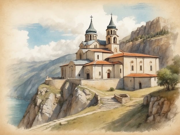 Auf dem Bild ist ein majestätisches Kloster zu sehen, das auf einem hohen Felsen über einem Gewässer thront. Diese Art von Architektur erinnert an die faszinierende Geschichte der serbischen Klöster, die oft in malerischen und isolierten Landschaften erbaut wurden.Die serbischen Klosteranlagen sind nicht nur religiöse Zentren, sondern auch wichtige kulturelle Erben, die von der byzantinischen und slawischen Architektur beeinflusst sind. Sie sind bekannt für ihre beeindruckenden Fresken und die exquisite Handwerkskunst, die die Spiritualität und das kulturelle Erbe Serbiens widerspiegeln. Klöster wie die von Dečani oder die Studenica ziehen Pilger und Touristen an und bieten einen Einblick in die reiche Geschichte der serbisch-orthodoxen Tradition.