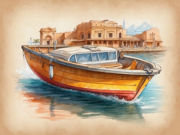 Auf dem Bild ist ein Boot zu sehen, das auf ruhigem Wasser fährt. Im Hintergrund sind historische Gebäude zu erkennen, die möglicherweise kulturelle Highlights einer malerischen Küstenstadt darstellen. Diese Art von Szenerie könnte typisch für mediterrane Regionen oder alte Hafenstädtchen sein.In solchen Gegenden findet man oft eine reiche Gastronomie, die lokale Spezialitäten wie frischen Fisch, Meeresfrüchte und traditionelle Gerichte wie Paella oder Risotto anbietet. Außerdem könnte es charmante Cafés und Restaurants geben, wo man die regionalen Weine und Desserts genießen kann, während man die Aussicht auf das Wasser und die historischen Gebäude bewundert. Solche Orte laden auch dazu ein, die lokale Kultur durch Festivals, Märkte und Kunstveranstaltungen zu entdecken.