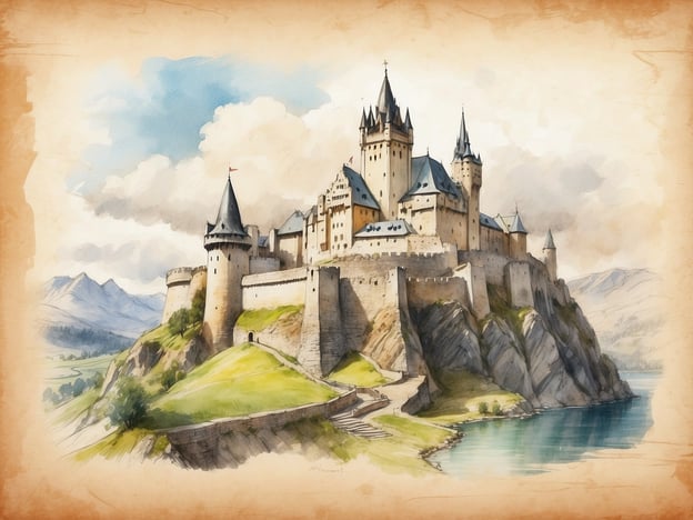 Auf dem Bild ist eine eindrucksvolle Burg zu sehen, die auf einem Bergrücken steht und von einer malerischen Landschaft umgeben ist. Diese Art von Architektur erinnert an die vielen historischen Burgen der Slowakei, die oft strategisch in Höhenlagen errichtet wurden, um die Umgebung zu überwachen und zu schützen.Die Burgen in der Slowakei, wie zum Beispiel die Burg Bratislava oder die Burg Trenčín, sind nicht nur militärische Befestigungen, sondern auch kulturelle Symbole mit reicher Geschichte, die die Entwicklung der Region über Jahrhunderte dokumentieren. Oft sind sie mit mythologischen und historischen Erzählungen verbunden, was die Faszination und den Wert dieser Bauwerke bis heute erhöht.