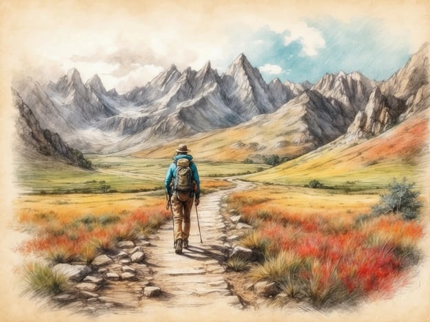 Auf dem Bild ist eine Person zu sehen, die auf einem Wanderweg in einer malerischen Gebirgslandschaft unterwegs ist. Diese Szenerie könnte gut die slowenische Wildnis widerspiegeln, wo man Aktivitäten wie Wanderungen in den Julischen Alpen oder den Triglav-Nationalpark unternehmen kann.In dieser atemberaubenden Natur kann man auch Vogelbeobachtung machen, Fotografie von Landschaften genießen oder einfach nur die Ruhe und Schönheit der Umgebung erleben. Solche Erlebnisse sind typisch für die atemberaubende Natur Sloweniens.