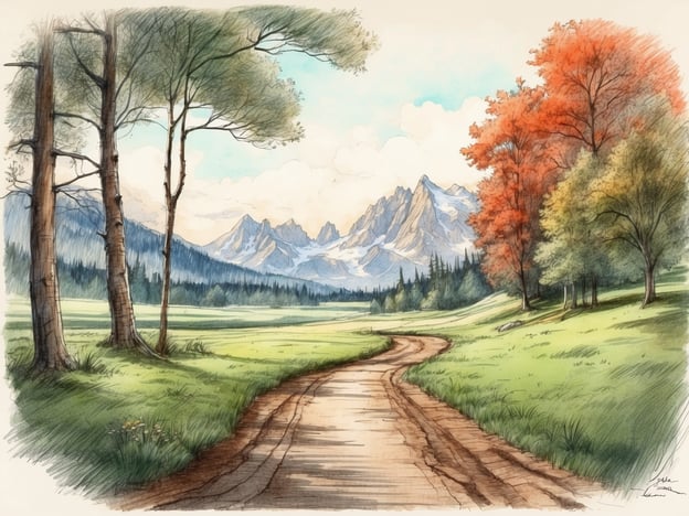 Auf dem Bild ist eine idyllische Landschaft mit einem gewundenen Weg, umgeben von Bäumen und Bergen im Hintergrund zu sehen. Solche Naturschönheiten findet man auch in Bad Sachsa, wo die malerischen Landschaften zu Outdoor-Aktivitäten einladen.Hier kann man beispielsweise wandern und die frische Bergluft genießen. Besonders beeindruckend sind die bunten Wälder im Herbst, die eine ähnliche Farbenpracht wie auf dem Bild zeigen. Zudem laden Seen und Flüsse in der Umgebung zu entspannenden Spaziergängen und Naturerlebnissen ein. Bad Sachsa bietet somit eine Vielzahl von Möglichkeiten, die Schönheit der Natur zu erleben und zu genießen.