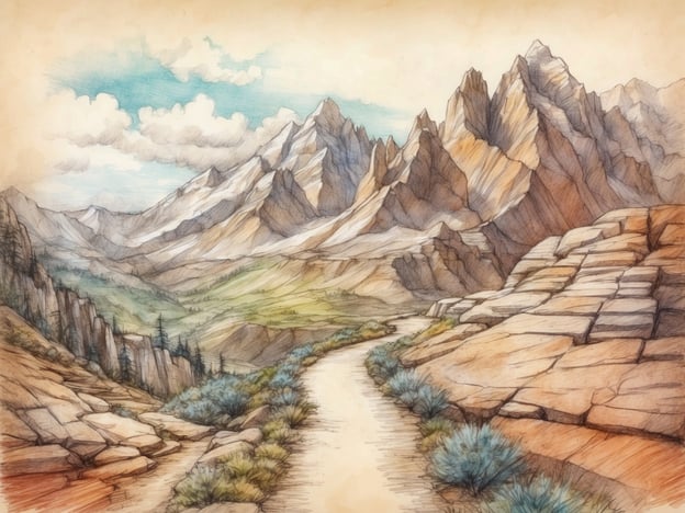 Das Bild zeigt eine beeindruckende Gebirgslandschaft mit hohen, schroffen Spitzen und sanften Hängen, die von einem Wanderweg durchzogen wird. Diese Szene lädt zu verschiedenen Wandermöglichkeiten ein:1. **Leichte Wanderungen**: Für Familien oder Anfänger könnten flachere Trails entlang des Wanderwegs ideal sein, um die Natur zu genießen und die Aussicht zu bewundern.2. **Moderate Wanderungen**: Anspruchsvollere Pfade könnten in die Nähe der Gebirgshänge führen, wo man die Schönheit der Flora und Fauna erleben kann.3. **Hochgebirgswanderungen**: Für erfahrene Wanderer gibt es herausfordernde Routen, die zu den Gipfeln führen und atemberaubende Ausblicke auf die umliegende Landschaft bieten.4. **Naturerkundungen**: Neben dem Wandern könnte man auch Aktivitäten wie Fotografie oder botanische Erkundungen unternehmen, um die Vielfalt der Natur in dieser Umgebung zu entdecken.Egal für welche Art von Wanderung man sich entscheidet, das Bild vermittelt eine einladende Atmosphäre für Naturliebhaber.