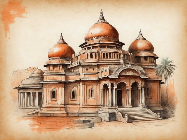 Auf dem Bild ist ein prächtiges, historisches Gebäude mit mehreren Kuppeln und eleganten architektonischen Details zu sehen. Solche Bauwerke finden sich häufig in Indien und sind oft Teil des kulturellen Erbes des Landes, das durch eine einzigartige Mischung aus verschiedenen Stilen geprägt ist, darunter indo-islamische und koloniale Einflüsse.Diese Architektur spiegelt nicht nur die Handwerkskunst vergangener Zeiten wider, sondern ist auch ein Symbol für die religiöse und kulturelle Vielfalt Indiens. Viele dieser Gebäude sind mit wichtigen Bräuchen verbunden, wie Feiern, Festen oder religiösen Zeremonien, und ziehen sowohl Einheimische als auch Touristen an.Die Verwendung von Ornamenten und die Gestaltung der Kuppeln sind repräsentativ für eine Vielzahl traditioneller künstlerischer Ausdrucksformen, die in der indischen Kultur seit Jahrhunderten gepflegt werden. Solche Bauwerke bieten einen Einblick in die Geschichte und die sozialen Strukturen ihrer Zeit und sind häufig als UNESCO-Weltkulturerbe geschützt.