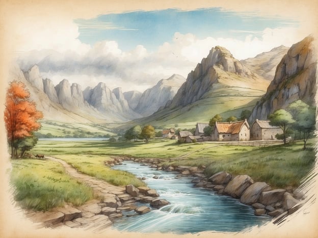 Auf dem Bild ist eine malerische Landschaft zu sehen, die von Bergen umgeben ist. Im Vordergrund fließt ein klarer Bach, und es gibt einige kleine Häuser und eine grüne Wiese. Die Szenerie strahlt Ruhe und Naturverbundenheit aus.
In der Umgebung könnte man einige schöne Ausflugsziele finden, wie zum Beispiel:
1. **Nationalpark Berchtesgaden** – Bekannt für seine atemberaubenden Berglandschaften und Wanderwege.
2. **Konigssee** – Ein malerischer See, der von Bergen umgeben ist und Bootstouren anbietet.
3. **Zugspitze** – Deutschlands höchster Gipfel, ideal für Wanderer und Wintersportler.
4. **Bodensee** – Ein beliebtes Ziel mit Wassersportmöglichkeiten und schönen Uferpromenaden.
Diese Orte bieten verschiedene Möglichkeiten für Outdoor-Aktivitäten und Erholung in der Natur.