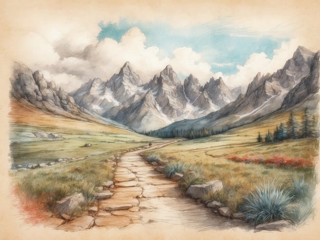 Auf dem Bild ist eine malerische Landschaft mit einem Fußweg zu sehen, der durch eine grüne Wiese führt und von majestätischen Bergen umgeben ist. Die Wolken am Himmel verleihen der Szene eine friedliche Atmosphäre.In der Umgebung könnten verschiedene Freizeitangebote verfügbar sein, wie zum Beispiel:1. **Wandern**: Die Berglandschaft bietet zahlreiche Wanderwege für unterschiedliche Schwierigkeitsgrade.2. **Mountainbiking**: Für Abenteuerlustige gibt es geführte Mountainbike-Touren.3. **Fotografie**: Die beeindruckenden Aussichten sind perfekt für Landschaftsfotografie.4. **Picknick**: Viele Plätze laden zum Entspannen und Picknicken in der Natur ein.5. **Naturbeobachtungen**: Die Gegend könnte heimische Wildtiere und interessante Flora bieten, die sich gut für Naturbeobachtungen eignen.Diese Aktivitäten ermöglichen es, die Schönheit der Landschaft intensiv zu erleben.