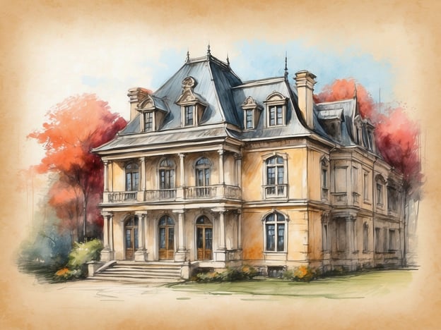 Das Bild zeigt eine elegante Villa im architektonischen Stil einer historischen Residenz. Die Fassade ist in warmen Gelbtönen gehalten und wird von großen Fenstern und symmetrischen Balkonen geprägt. Dazu kommen kunstvolle Dachdetails und Säulen, die einen klassischen Eindruck erwecken. Um die Villa herum wachsen farbige Bäume, die eine angenehme, herbstliche Atmosphäre schaffen.Die Résidence Wijngaerde wird oft als gepflegte und stilvolle Unterkunft beschrieben, die sowohl Komfort als auch Eleganz ausstrahlt. Sie könnte eine ideale Umgebung für Veranstaltungen oder romantische Aufenthalte darstellen.
