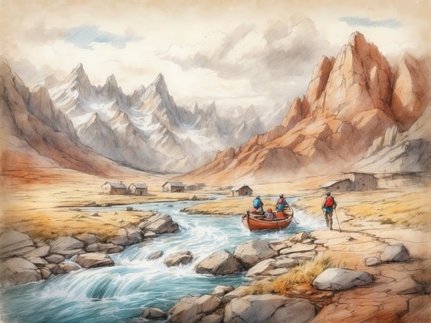 Auf dem Bild sind malerische Berge mit schneebedeckten Gipfeln sowie eine ruhige Gewässerlandschaft zu sehen. Einige Menschen gehen am Ufer entlang, während andere in einem Boot auf dem Wasser sitzen. Im Hintergrund sind vereinzelte Hütten zu erkennen, umgeben von einer weiten, natürlichen Landschaft.Der Eifelpark Kronenburger See bietet eine ähnliche Naturkulisse mit malerischen Ausblicken, Wandermöglichkeiten, Bootfahren und Aktivitäten in einer idyllischen Umgebung. Es ist ein beliebtes Ziel für Naturliebhaber, wasserbasierte Freizeitaktivitäten und Erholung in der Eifelregion.