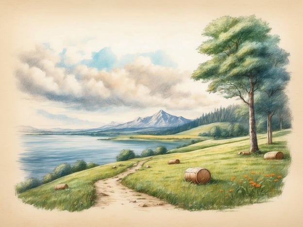 Auf dem Bild ist eine idyllische Landschaft zu sehen, die sich ideal für verschiedene Freizeitaktivitäten eignet. Der grüne Hang und der Weg laden dazu ein, spazieren zu gehen oder zu joggen. Am Ufer des Sees könnten Leute angeln oder einfach ein Picknick genießen. Die Umgebung ist perfekt für Fahrradtouren, die durch die herrliche Natur führen.Die Hügel im Hintergrund bieten Möglichkeiten zum Wandern und erkunden. Außerdem könnte man die Aussicht auf die Berge genießen, während man auf einer Bank sitzt oder ein Buch liest. Solche Parks sind oft auch ein guter Ort für Familienaktivitäten, wie Ballspiele oder Freizeitfeste.