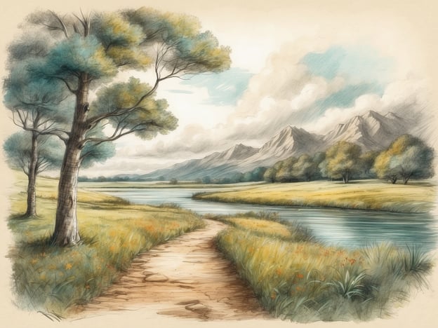 Auf dem Bild ist eine malerische Landschaft zu sehen, die von sanften Hügeln, einem ruhigen Fluss und schattenspendenden Bäumen geprägt ist. Diese Szenerie könnte ideal für verschiedene Freizeitaktivitäten im Freien sein, wie:
1. **Wandern**: Man könnte entlang des Pfades spazieren und die Natur genießen.
2. **Picknick**: Das Gras und die Bäume bieten einen schönen Platz, um ein gemütliches Picknick zu veranstalten.
3. **Malerei**: Künstler könnten die Landschaft als Motiv nutzen und im Plein Air malen.
4. **Vogelbeobachtung**: In der ruhigen Umgebung kann man sich gut mit einem Fernglas auf die Suche nach Vögeln machen.
5. **Fotografie**: Die malerische Umgebung wäre perfekt für Natur- und Landschaftsfotografie.
Diese Aktivitäten würden es ermöglichen, die Schönheit der Natur in vollen Zügen auszukosten.