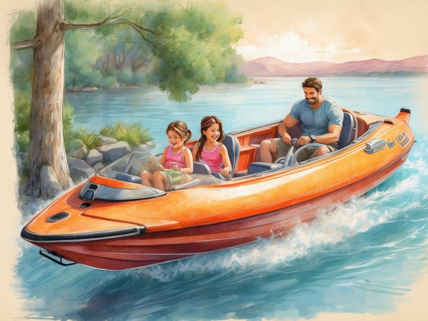 Auf dem Bild sind ein Mann und zwei Mädchen zu sehen, die in einem motorisierten Boot fahren. Sie scheinen Spaß zu haben und genießen die Zeit auf dem Wasser, umgeben von einer schönen natürlichen Landschaft mit Bäumen und sanften Hügeln im Hintergrund.
Im Kontext des Roompot Parks ist es denkbar, dass dieses Erlebnis auf einem der vielen Gewässer oder Freizeitaktivitäten basiert, die in diesen Parks angeboten werden. Roompot Parks sind bekannt für ihre familienfreundlichen Angebote, die Unterkunft, Freizeitmöglichkeiten und Aktivitäten in der Natur kombinieren. Bootfahren könnte Teil der Aktivitäten sein, die Familien während ihres Aufenthalts genießen können, um gemeinsam Zeit zu verbringen und die Umgebung zu erkunden.