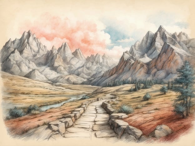 Auf dem Bild ist eine malerische Berglandschaft mit hohen, steilen Gipfeln und einem klaren Himmel zu sehen. Ein gewundener Weg führt durch die Landschaft und bietet einen Blick auf einen Fluss, der sanft durch das Tal fließt.
In der Umgebung könnten Aktivitäten wie Wandern und Trekking angeboten werden, die sich besonders für Naturliebhaber eignen. Auch Fototouren wären hier sehr beliebt, um die beeindruckende Landschaft festzuhalten. Zudem gibt es möglicherweise Aussichtspunkte, von denen aus man die majestätischen Berge und die Tierwelt bewundern kann. Für Abenteuerlustige könnten auch Klettertouren oder Bootsfahrten auf dem Fluss zur Verfügung stehen.