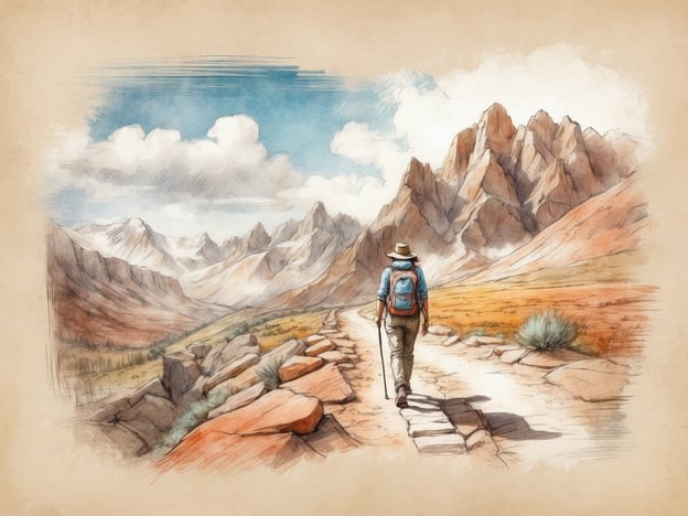 Auf dem Bild ist eine Person zu sehen, die auf einem Wanderweg in einer bergigen Landschaft spaziert. Die Umgebung zeigt hohe Berge, eine eindrucksvolle Kulisse und eine abwechslungsreiche Vegetation.
Aktivitäten in dieser Umgebung könnten das Wandern auf den zahlreichen Wanderwegen, Mountainbiken, Vogelbeobachtungen oder sogar Fotografie der atemberaubenden Landschaft sein. In der Nähe gibt es vielleicht auch Möglichkeiten zum Klettern oder Camping, um die Natur hautnah zu erleben. Wer gerne entspannen möchte, kann vielleicht an einem Fluss oder See in der Umgebung picknicken.