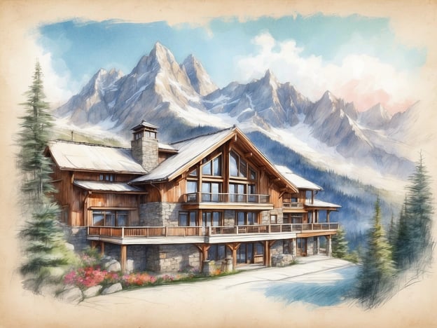 Auf dem Bild ist eine malerische Berghütte zu sehen, die von wunderschönen Bergen umgeben ist. Der Architekturstil kombiniert Holz und Stein, was ein rustikales und einladendes Ambiente schafft. Die Terrasse mit Blick auf die Berge lädt zum Entspannen ein, während die blühenden Pflanzen im Vordergrund das Landschaftsbild abrunden.Der ROBINSON CLUB AMADÉ ist ein beliebtes Urlaubsziel in den Alpen, das eine Vielzahl an Aktivitäten für Sport- und Naturliebhaber bietet. Mit seiner idyllischen Lage, großzügigen Wellness-Einrichtungen und vielfältigen Freizeitmöglichkeiten, darunter Wandern, Skifahren und Entspannung, zieht er sowohl Familien als auch Paare an.