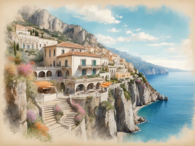 Auf dem Bild ist eine malerische Küstenlandschaft zu sehen, die an die Geschichte des Anantara Convento Di Amalfi Grand Hotel erinnert. Das Hotel befindet sich an der Amalfi-Küste in Italien, bekannt für seine beeindruckende Lage auf den Klippen mit Blick auf das Meer.
Die Architektur spiegelt den Charme und die Traditionen der Region wider, mit terrassierten Gebäuden, Balkonen und üppigen Pflanzen. Das Hotel ist in einem ehemaligen Kloster untergebracht, dessen Geschichte bis ins 12. Jahrhundert zurückreicht. Die Kombination aus historischer Architektur und atemberaubenden Ausblicken macht das Anantara zu einem einzigartigen Ziel für Reisende, die Luxus und Kultur genießen möchten.
Die Umgebung ist von steilen Klippen und dem glitzernden Wasser des Tyrrhenischen Meeres geprägt, was die Atmosphäre ideal für Entspannung und Erholung macht.