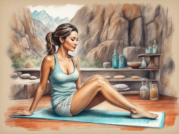 Auf dem Bild ist eine Frau zu sehen, die in einer entspannten Pose auf einer Yogamatte sitzt. Die Umgebung wirkt beruhigend und ist von natürlichen Elementen umgeben, was auf eine Wellness-Atmosphäre hinweist. Diese Art von Setting könnte perfekt für Freizeit- und Wellnessangebote sein, wie zum Beispiel:
1. **Yoga-Kurse**: Ideal für Gäste, die Stress abbauen und ihre Flexibilität verbessern möchten.
2. **Meditations-Sitzungen**: Angebote, die helfen, innere Ruhe und Achtsamkeit zu fördern.
3. **Wellness-Behandlungen**: Massagen oder Spa-Anwendungen, die zur Entspannung und Erholung beitragen.
4. **Gesunde Ernährung**: Workshops oder Angebote, die sich mit gesunder Ernährung und Kochkursen beschäftigen.
Insgesamt suggeriert das Bild eine einladende Atmosphäre für Gäste, die Erholung und Selbstfürsorge suchen.