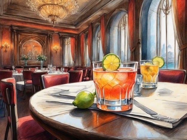 Auf dem Bild ist eine elegante Restaurantumgebung zu sehen, die an die Gastronomieerlebnisse im NH Hotels Anantara Palais Hansen Vienna erinnert. Der Raum zeichnet sich durch stilvolle rote Stühle und eine beeindruckende Kristalllüster aus, die eine luxuriöse Atmosphäre schaffen.
Die präsentierten Cocktails, dekoriert mit Limettenscheiben, laden zu einem entspannten Genuss ein. Im Anantara Palais Hansen Vienna können Gäste exquisite Getränke und feine Speisen in einem ebenso eleganten Ambiente genießen, während sie den Blick auf die beeindruckende Umgebung werfen. Die Kombination aus gehobener Gastronomie und erstklassigem Service macht das Erlebnis unvergesslich.