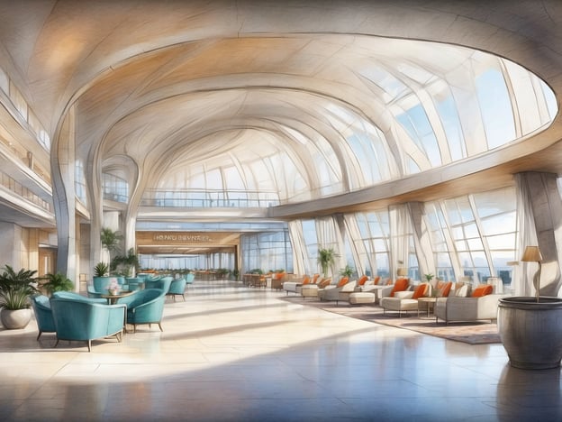 Auf dem Bild ist eine elegante Hotellobby zu sehen, die durch große Fenster viel Tageslicht empfängt. Es gibt komfortable Sitzgelegenheiten, die in hellen Farben gestaltet sind, sowie Pflanzen, die eine angenehme Atmosphäre schaffen.
Das NH Hotel Avani Cancun Airport bietet eine moderne und raffinierte Umgebung, ideal für Reisende, die Komfort und Stil suchen. Die Lobby ist oft der zentrale Treffpunkt für Gäste, wo sie entspannen oder sich über ihre Reisepläne informieren können. Das Design des Hotels kombiniert moderne Architektur mit einem einladenden Ambiente, was es zu einem attraktiven Ziel für Urlauber und Geschäftsreisende macht.