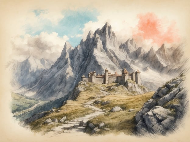 Auf dem Bild ist eine malerische Berglandschaft mit einer mittelalterlichen Burg zu sehen, umgeben von majestätischen Bergen und einer dramatischen Wolkenstimmung.Wenn du in dieser Gegend bist, gibt es einige tolle Ausflugstipps:1. **Wanderungen**: Nutze die zahlreichen Wanderwege in der Umgebung, um die beeindruckende Natur zu erkunden. Besonders empfehlenswert sind die Trails, die dir Ausblicke auf die Burg und die umliegenden Berge bieten.2. **Burgbesichtigung**: Viele Burgen bieten Führungen an, bei denen du mehr über die Geschichte erfährst und vielleicht auch die Aussicht von den Türmen genießen kannst.3. **Fotopunkte**: Plane Stops an besonders schönen Aussichtspunkten, um die spektakuläre Kulisse festzuhalten.4. **Naturerlebnisse**: Besuche einen der nahe gelegenen Nationalparks, wo du die Flora und Fauna der Region kennenlernen kannst.5. **Regionale Küche**: Probiere die regionale Küche in einem der traditionellen Gasthäuser oder Berghütten.Viel Spaß bei deinem Ausflug!