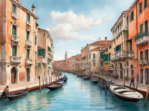 Auf dem Bild ist eine malerische Kanalansicht in einer Stadt zu sehen, die von historischen Gebäuden umgeben ist. Es gibt mehrere Boote, darunter typischen venezianische Gondeln, die im Wasser schwimmen. Die Atmosphäre ist hell und einladend, mit einem blauen Himmel und einigen Wolken.
**Besondere Angebote für Gäste** könnten etwa romantische Gondelfahrten durch die Kanäle, geführte Stadtbesichtigungen mit einem Fokus auf die Architektur oder kulinarische Erlebnisse in den nahegelegenen Restaurants sein. Auch entspannende Spaziergänge entlang der Uferpromenade könnten Teil des Angebots sein.