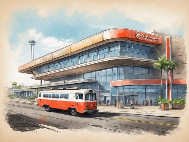 Auf dem Bild ist ein modernes Gebäude mit großen Fenstern und einem markanten, rot-orangefarbenen Dach zu sehen. Vor dem Gebäude steht ein roter Bus, und es gibt einige Personen, die sich vor dem Eingang aufhalten. Die Architektur erinnert an Flughäfen oder moderne Empfangsgebäude.
In Bezug auf die Lage von NH Hotels am Flughafen Amsterdam Schiphol: Diese Hotels befinden sich in unmittelbarer Nähe des Flughafens, was Reisen und Übernachtungen für Passagiere sehr praktisch macht. Sie bieten komfortable Unterkünfte und sind leicht erreichbar, ideal für Reisende, die schnell nach ihrem Flug entspannen möchten.