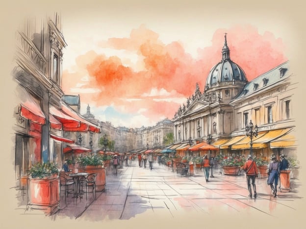 Auf dem Bild ist eine belebte Straße mit Cafés und Restaurants zu sehen, die mit roten Markisen ausgestattet sind. Die Atmosphäre wirkt lebhaft und einladend, ideal für einen Spaziergang oder um draußen zu sitzen und die Umgebung zu genießen.
In der Nähe von NH Hotels gibt es oft ähnliche Möglichkeiten, wie zum Beispiel:
1. **Café-Besuche:** Genießen Sie einen Kaffee oder ein Dessert in einem der charmanten Cafés.
2. **Shopping:** Flanieren Sie durch die umliegenden Geschäfte und Boutiquen.
3. **Kulturelle Erlebnisse:** Besuchen Sie nahegelegene Museen oder historische Sehenswürdigkeiten.
4. **Spaziergänge:** Entdecken Sie die Umgebung zu Fuß und genießen Sie die Architektur und Atmosphäre.
Die dargestellte Szene vermittelt ein Gefühl von Gemütlichkeit und urbanem Leben, das typisch für viele europäische Städte ist.