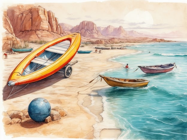 Auf dem Bild sind mehrere Boote an einem Strand zu sehen, sowie Personen, die im Wasser sind oder am Ufer spielen. Diese Szenerie erinnert an Freizeitaktivitäten in der Umgebung von Antofagasta, wie zum Beispiel:
1. **Schwimmen und Baden**: Die Strände von Antofagasta sind beliebt für Wasseraktivitäten.
2. **Bootfahren**: Zahlreiche Menschen nutzen Boote zum Angeln oder für Ausflüge.
3. **Kajakfahren**: Die Gewässer bieten sich hervorragend für Kajaktouren an.
4. **Strandspaziergänge**: Die schöne Küstenlandschaft lädt zum Flanieren ein.
Solche Aktivitäten sind typisch für die entspannte Atmosphäre an den Stränden dieser Region.
