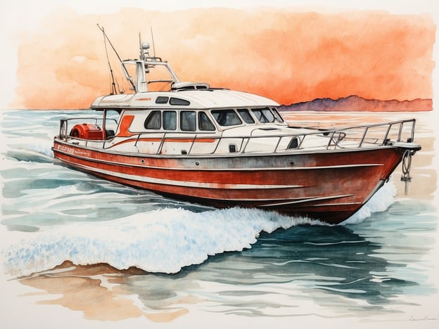 Auf dem Bild ist ein Boot zu sehen, das durch die Wellen fährt. Dies könnte eine Einladung zu verschiedenen Aktivitäten auf dem Wasser sein, wie zum Beispiel:- **Bootstouren**: Eine entspannende Möglichkeit, die Küste oder schöne Landschaften vom Wasser aus zu erkunden.- **Angeln**: Ob sportlich oder zur Entspannung, Angeln bietet eine tolle Möglichkeit, die Natur zu genießen.- **Wassersport**: Aktivitäten wie Wasserski, Wakeboarding oder Tubing können auf einem solchen Boot durchgeführt werden.- **Schwimmen**: An einem geeigneten Ort könnte man das Boot anhalten und ein erfrischendes Bad im Meer nehmen.Insgesamt bietet das Bild einen Eindruck von aufregenden Freizeitmöglichkeiten auf dem Wasser.