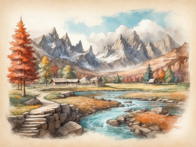 Auf dem Bild ist eine malerische Landschaft mit Bergen im Hintergrund, einem klaren Fluss, einigen Hütten und buntem Herbstlaub zu sehen. In dieser Umgebung könnten verschiedene Freizeitaktivitäten angeboten werden, wie:
1. **Wanderungen**: Die Wege laden zu schönen Wanderungen in der Natur ein.
2. **Angeln**: Der Fluss bietet sich hervorragend zum Angeln an.
3. **Fotografie**: Die beeindruckende Landschaft und die Farben des Herbstes sind ideal für Fotografen.
4. **Picknick**: Man könnte ein Picknick im Freien genießen, um die ruhige Umgebung zu erleben.
5. **Tierbeobachtungen**: Die vielfältige Natur kann dazu einladen, Vögel und andere Tiere zu beobachten.
Diese Aktivitäten könnten viele Besucher anziehen, die die Natur genießen möchten.
