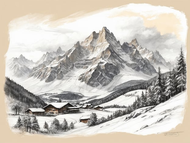 Auf dem Bild sind schneebedeckte Berge und eine malerische alpine Landschaft mit Hütten zu sehen. Eine solche Kulisse erinnert an einige der besten Skigebiete in Deutschland. Hier sind die Top 5:1. **Garmisch-Partenkirchen**: Berühmt für die Zugspitze, das höchste Gebirge Deutschlands, bietet es beste Pisten und viel Schnee.2. **Feldberg**: Im Schwarzwald gelegen, ist der Feldberg ein beliebtes Ziel mit vielen Pisten und einer schönen Umgebung.3. **Oberstdorf**: Bekannt für das Ski- und Langlaufangebot, ist Oberstdorf ein attraktiver Ort für Wintersportler.4. **Berchtesgaden**: Diese Gegend bietet nicht nur schneesichere Pisten, sondern auch atemberaubende Ausblicke, wie auf den Watzmann.5. ** Spitzingsee-Tegernsee**: Ein charmantes Skigebiet mit familiären Pisten und einer malerischen Landschaft.Die dargestellte Szene könnte an die Berglandschaft eines dieser Orte erinnern.