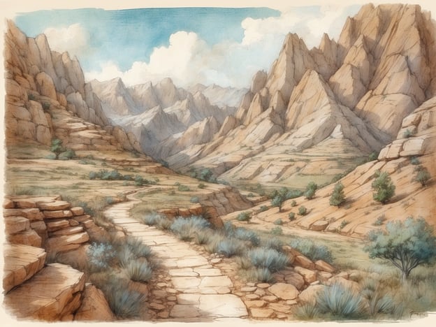 Auf dem Bild sind majestätische Berge und ein malerischer Wanderweg zu sehen, der durch ein felsiges, trockenes Tal führt. Diese Szene könnte in einer Region wie den Sierra Nevada in Kalifornien oder in einer deserten Gebirgen wie dem Grand Canyon in Arizona angesiedelt sein.
In der Umgebung dieser Landschaft könnten Aktivitäten wie Wandern, Klettern oder Tierbeobachtungen stattfinden. Es gibt viele Wanderwege, die atemberaubende Ausblicke ermöglichen, sowie Möglichkeiten für Picknicks in der Natur. Außerdem könnte man Sehenswürdigkeiten wie Wasserfälle, glasklare Seen oder historische Stätten erkunden, die oft in der Nähe solcher eindrucksvoller Naturlandschaften liegen.