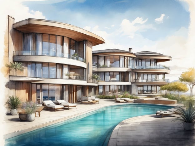 Auf dem Bild ist eine elegante Hotelanlage mit modernen, geschwungenen Architekturen zu sehen, die sich um einen Pool gruppiert. Der Außenbereich ist mit Liegen und Pflanzen gestaltet, die eine entspannende Atmosphäre schaffen.
Das NH Collection Barcelona Podium ist ein stilvolles Hotel in Barcelona, das Komfort und moderne Annehmlichkeiten bietet. Es zeichnet sich durch seine zentrale Lage in der Nähe vieler Sehenswürdigkeiten aus. Gäste können sich auf geschmackvoll eingerichtete Zimmer, ein ausgezeichnetes Restaurant und verschiedene Dienstleistungen freuen, die den Aufenthalt angenehm gestalten. Die Architektur und das Design des Hotels kombinieren zeitgenössische Elemente mit einem einladenden Ambiente.