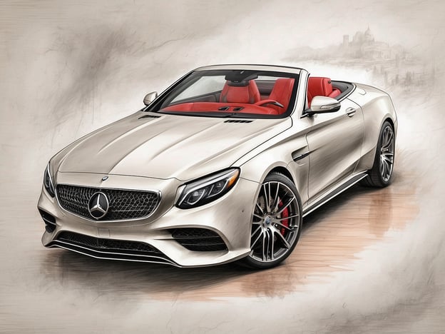 Auf dem Bild ist ein stilvolles und elegantes Cabrio der Marke Mercedes-Benz zu sehen. Es zeichnet sich durch ein sportliches Design aus, mit einer auffälligen silbernen Lackierung und einem luxuriösen Innenraum in rotem Leder.
Die Annehmlichkeiten und Serviceangebote dieses Fahrzeugs könnten unter anderem folgende Aspekte umfassen:
1. **Luxuriöse Innenausstattung**: Hochwertige Materialien und ein komfortables Ambiente, ideal für lange Fahrten oder entspannte Wochenendausflüge.
2. **Moderne Infotainment-Systeme**: Integrierte Navigations- und Audiosysteme, die für ein erstklassiges Fahrerlebnis sorgen.
3. **Fahrassistenzsysteme**: Technologien, die den Fahrer unterstützen und die Sicherheit erhöhen, wie zum Beispiel adaptive Geschwindigkeitsregelung und Spurhalteassistent.
4. **Dachöffnungsmechanismus**: Ein hochwertiger Mechanismus für das Öffnen und Schließen des Dachs, der in Sekundenschnelle für ein freies Fahrgefühl sorgt.
5. **Leistungsstarker Motor**: Für dynamisches Fahren auf der Straße und ein hervorragendes Beschleunigungsverhalten.
Ein solches Fahrzeug kombiniert Stil, Komfort und Leistung für ein unvergleichliches Fahrerlebnis.