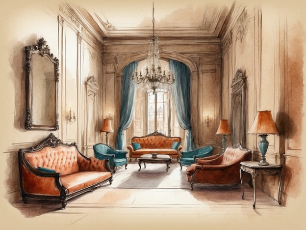 Auf dem Bild ist eine elegante Lounge zu sehen, die mit stilvollen Möbeln und einem prächtigen Kronleuchter ausgestattet ist. Die Wände sind wunderschön verziert, und große Fenster lassen viel Licht herein.
In Anlehnung an die Geschichte des NH Hotels Collection Cáceres Palacio de Oquendo, könnte diese Umgebung ein Beispiel für die opulente Innenarchitektur sein, die in historischen Gebäuden in Cáceres zu finden ist. Das Hotel selbst befindet sich in einem ehemaligen Palast, der zeitgenössischen Komfort mit historischem Charme verbindet, und bietet seinen Gästen eine Atmosphäre, die sowohl Tradition als auch Stil verkörpert.