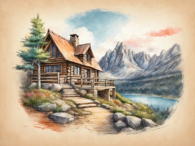 Auf dem Bild sieht man eine gemütliche Holzhütte, die malerisch am Ufer eines Sees steht, umgeben von beeindruckenden Bergen. Diese Szenerie strahlt Ruhe und Entspannung aus und lädt ein, die Natur zu genießen.
Freizeitaktivitäten, die hier möglich wären, umfassen Wandern in den Bergen, Bootfahren auf dem See oder einfaches Entspannen auf der Veranda. Es ist der perfekte Ort, um sich vom Alltagsstress zu erholen und die Schönheit der Natur zu erleben.