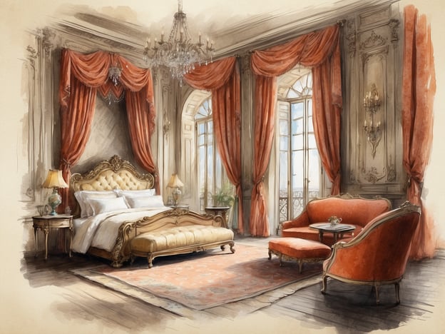 Auf dem Bild ist ein elegantes und geschmackvoll eingerichtetes Zimmer zu sehen. Es handelt sich um eine luxuriöse Umgebung mit einem prächtigen Bett, das mit opulenten Stoffen und einem kunstvoll gestalteten Kopfteil ausgestattet ist. Die Wände sind sanft in hellen Tönen gehalten, während die Fenster mit schweren, roten Vorhängen drapiert sind. Dazu gibt es stilvolle Möbel, darunter ein bequemes Sofa und einen Tisch. Der Raum vermittelt eine Atmosphäre von Raffinesse und Eleganz.
Das NH Hotels Collection Helsinki Grand Hansa ist bekannt für seine Kombination aus modernem Komfort und historischem Charme. Es bietet elegante Unterkünfte und eine zentrale Lage in Helsinki, ideal für sowohl Geschäftsreisende als auch Urlauber. Das Hotel legt großen Wert auf erstklassigen Service und eine angenehme Atmosphäre, die den Gästen einen unvergesslichen Aufenthalt ermöglicht.