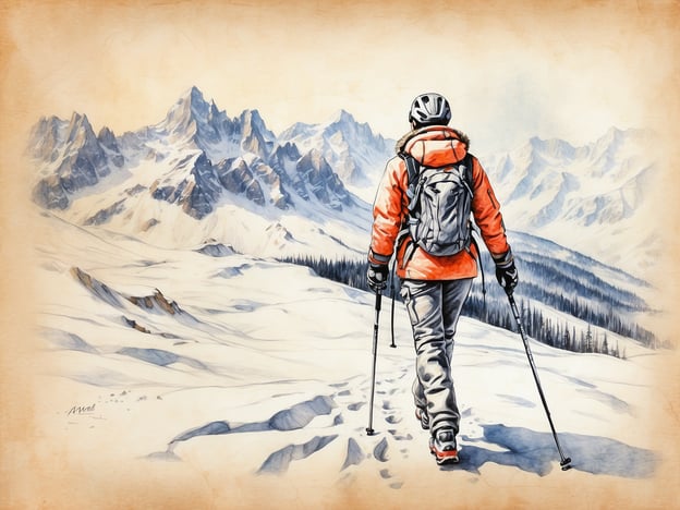 Auf dem Bild sieht man eine Person, die durch eine schneebedeckte Landschaft wandert. Im Hintergrund sind beeindruckende Berge zu erkennen. Diese Szenerie ist typisch für ein Wintersportgebiet wie Cervinia, wo man nicht nur Skifahren kann, sondern auch Aktivitäten wie Schneeschuhwandern oder Winterwanderungen genießen kann.Nach einem Tag auf der Piste bietet Cervinia ein lebhaftes Après-Ski-Leben. Hier kann man in gemütlichen Hütten heiße Schokolade oder local Drinks genießen, während man sich über die Abenteuer des Tages austauscht. Die Atmosphäre ist entspannt und einladend, perfekt, um den Tag ausklingen zu lassen.