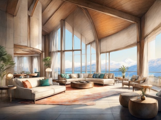 Auf dem Bild ist ein eleganter und großzügiger Wohnraum zu sehen, der durch große Fenster mit viel natürlichem Licht erfüllt ist. Der Raum wirkt modern und stilvoll, mit einer Kombination aus komfortablen Sofas, stilvollen Möbeln und dekorativen Elementen.
Im NH Hotels Collection Medellin Royal könnten ähnliche Zimmer und Suiten vorhanden sein, die Komfort und eine ansprechende Aussicht bieten, ideal zum Entspannen und Arbeiten. Die Suiten bieten oftmals hochwertige Annehmlichkeiten und Panoramablicke, was den Aufenthalt besonders angenehm macht.