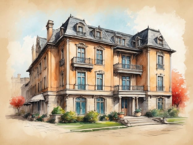 Auf dem Bild ist eine stilisierte Darstellung eines stattlichen Gebäudes zu sehen, das möglicherweise an einen historischen oder eleganten Hotelstil erinnert. Der Fokus scheint auf der Architektur mit schönen Fenstern und einem einladenden Eingangsbereich zu liegen.Das NH Hotels Collection Mexico City Centro Historico ist bekannt für seine zentrale Lage und erstklassigen Service. Es bietet luxuriöse Zimmer und moderne Annehmlichkeiten in der Nähe vieler historischer Sehenswürdigkeiten der Stadt. Die Kombination aus modernem Komfort und traditionellem Design macht das Hotel zu einem beliebten Ziel für Reisende, die eine Mischung aus Kultur und Bequemlichkeit suchen.