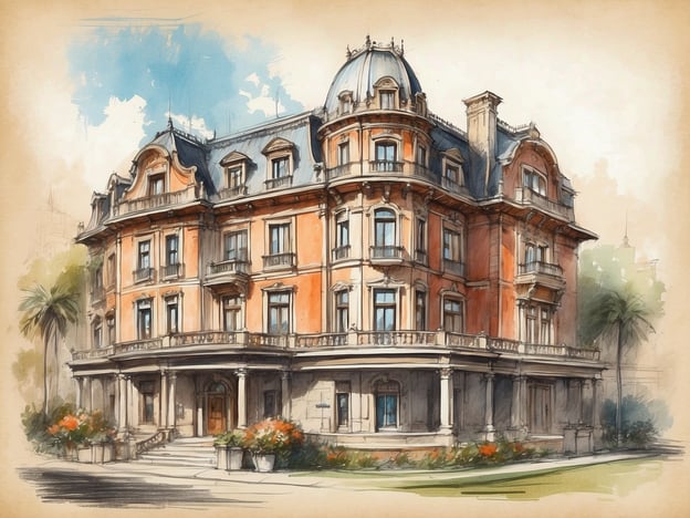Auf dem Bild sieht man eine elegante historische Villa oder ein Hotelgebäude mit einem ansprechenden architektonischen Design. Es hat eine charakteristische rote Fassade, einen geschwungenen Balkon und ein schräges Dach. Um das Gebäude herum sind Blumenbeete und Palmen zu sehen, was eine einladende Atmosphäre schafft.Die NH Hotels Collection in Prag bietet ihren Gästen luxuriöse Unterkünfte in einem historischen Ambiente. Die Hotels dieser Kollektion zeichnen sich durch erstklassige Ausstattung, stilvolles Design und erstklassigen Service aus, was sie zu einer idealen Wahl für Reisende macht, die Komfort und Qualität suchen. In Prag können Gäste die Kombination aus traditioneller Architektur und modernem Komfort erleben, was einen einzigartigen Aufenthalt garantiert.