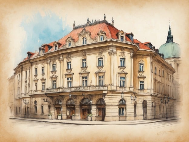 Auf dem Bild ist ein historisches Gebäude zu sehen, das die elegante Fassade eines Hotels zeigt, vermutlich das NH Collection Prague Carlo IV. Dieses Hotel befindet sich in einem ehemaligen Palast, der reich an Geschichte ist und architektonische Elemente aus verschiedenen Epochen aufweist. Ursprünglich im 14. Jahrhundert erbaut, verbindet es gotische und neoklassizistische Stilelemente.Das Hotel ist bekannt für seinen luxuriösen Service und bietet Gästen eine authentische Erfahrung inmitten der historischen Kulisse Prags. Die Lage in der Nähe wichtiger Sehenswürdigkeiten macht es zu einem beliebten Ziel für Reisende, die die Schönheit und Kultur der Stadt entdecken möchten.