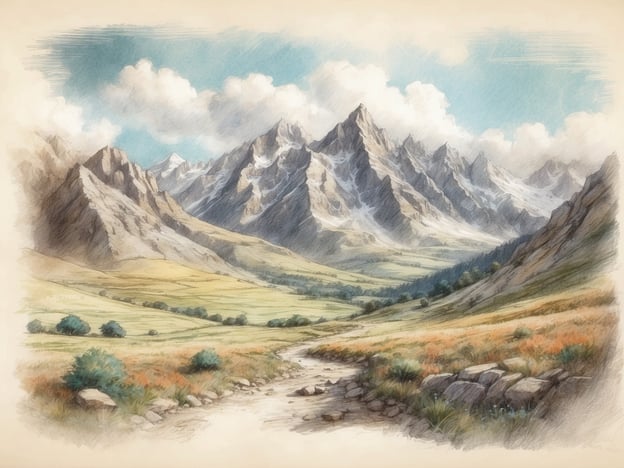 Auf dem Bild ist eine idyllische Berglandschaft zu sehen. Im Vordergrund erstreckt sich eine sanfte, grüne Wiese mit einigen kleinen Bäumen und bunten Blumen. Ein schmaler Weg führt durch die Landschaft und scheint in die Tiefe der Szene zu verlaufen.
Im Hintergrund erheben sich majestätische, schneebedeckte Berge unter einem klaren, blauen Himmel mit einigen Wolken. Diese Landschaft könnte sich in einer ruhigen, abgeschiedenen Gegend in den Bergen befinden, ideal für Wanderungen und Naturerlebnisse.
Ein Hotel in dieser Lage würde vermutlich von atemberaubenden Aussichten auf die Berge und die umliegende Natur profitieren und wäre ein perfekter Rückzugsort für Naturliebhaber und Erholungssuchende.