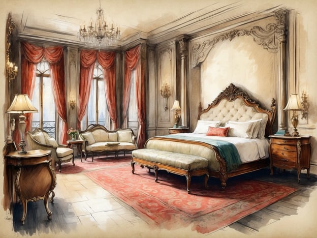 Auf dem Bild ist eine elegante und luxuriös eingerichtete Hotelzimmer-Atmosphäre zu sehen. Der Raum ist hell und freundlich, mit hohen Decken, großen Fenstern und opulenten Vorhängen in warmen Rottönen. Das Zimmer enthält ein großes, reich verziertes Bett, eine stilvolle Sitzgruppe sowie einen Teppich, der den Raum gemütlich macht. 

Das NH Hotels Collection Roma Vittorio Veneto zeichnet sich durch eine stilvolle, zeitgenössische Eleganz aus und bietet Gästen eine komfortable und ansprechende Unterkunft. Die Zimmer sind modern ausgestattet und bieten Annehmlichkeiten, die sowohl Geschäftsreisenden als auch Urlaubern entgegenkommen. Zudem liegt das Hotel in einer günstigen Lage, die den Zugang zu zahlreichen Sehenswürdigkeiten in Rom ermöglicht.