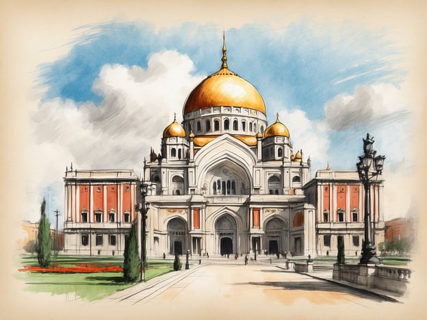 Auf dem Bild ist eine große, prächtige Architektur mit einer markanten goldenen Kuppel zu sehen, die an kirchliche oder kulturhistorische Gebäude erinnert. Die Struktur hat ein elegantes Design mit Verzierungen.
Wenn es sich um ein Hotel in der Nähe handelt, könnte es sein, dass das Hotel in einer touristischen Gegend liegt, umgeben von kulturellen Sehenswürdigkeiten. Möglicherweise befinden sich Attraktionen wie historische Museen, Parks oder Plätze in unmittelbarer Nähe, die die kulturelle Tiefe der Region betonen. Wenn du beispielsweise in der Nähe des Kremls in Moskau bist, könnten Sehenswürdigkeiten wie der Rote Platz oder die Basilius-Kathedrale schnell erreichbar sein.