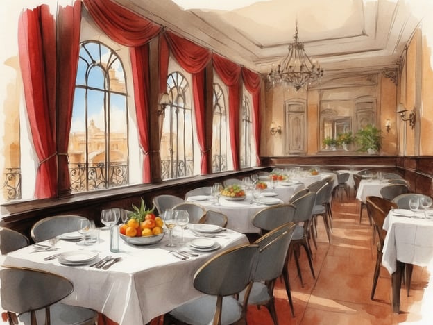 Auf dem Bild ist ein elegantes Restaurant zu sehen, das mit stilvollen Tischen und Stühlen eingerichtet ist. Große Fenster mit roten Vorhängen bieten einen Blick auf die Außenwelt und lassen viel Licht herein.
In den NH Hotels Sevilla können Gäste kulinarische Erlebnisse der besonderen Art genießen. Die Restaurants bieten eine Vielzahl von Gerichten, die sowohl lokale als auch internationale Küche widerspiegeln. Frische Zutaten, kreative Präsentationen und eine gemütliche Atmosphäre machen das Essen zu einem unvergesslichen Erlebnis. Besonders die spanische Gastronomie mit Tapas und regionalen Spezialitäten steht im Vordergrund. Die Kombination aus hohem Komfort und exzellentem Service sorgt dafür, dass der Aufenthalt in den NH Hotels zu einem echten Genuss wird.